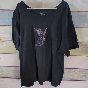 Disney Black Tee with Pink Rhinestone Tinkerbell